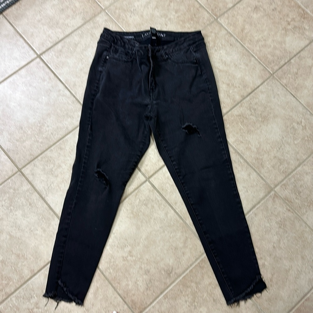 Lane Bryant black distressed jeans 16